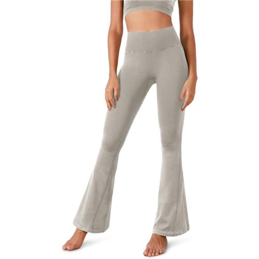 Seamless Flare Leggings for Women – Ribbed High Waist Bootcut Yoga Pants